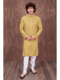 ETHNIC INDIA - Floral Cotton Yellow Regular Straight Kurta