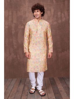 ETHNIC INDIA - Printed Polyester Yellow Regular Straight Kurta