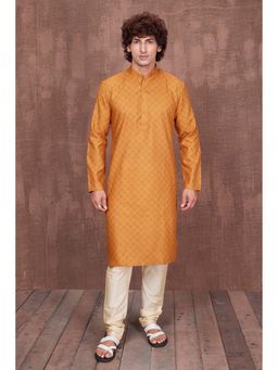 ETHNIC INDIA - Bandhani Polyester Mustard Regular Straight Kurta