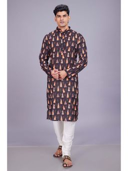 ETHNIC INDIA - Ethnic Motifs Polyester Black Regular Straight Kurta