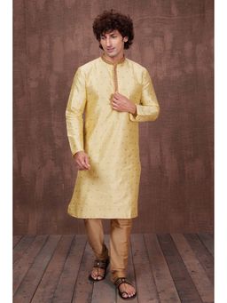 ETHNIC INDIA - Ethnic Motifs Polyester Yellow Regular Straight Kurta