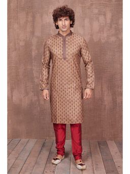ETHNIC INDIA - Floral Polyester Beige Regular Straight Kurta