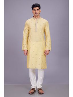 ETHNIC INDIA - Embroidered Polyester Yellow Regular Straight Kurta