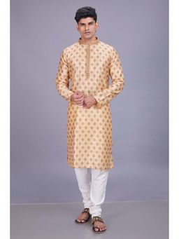 ETHNIC INDIA - Ethnic Motifs Polyester Peach Regular Straight Kurta