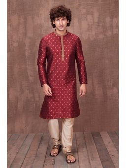 ETHNIC INDIA - Ethnic Motifs Polyester Maroon Regular Straight Kurta