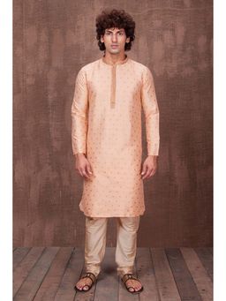 ETHNIC INDIA - Ethnic Motifs Polyester Peach Regular Straight Kurta