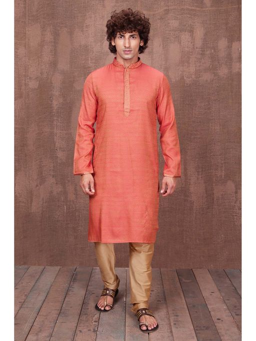 ETHNIC INDIA Polyester Pink Regular Straight Kurta