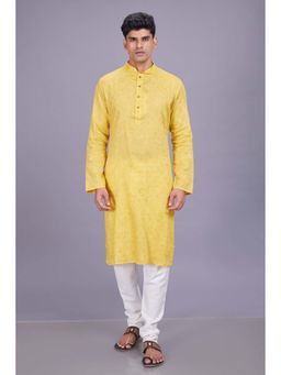 ETHNIC INDIA - Paisley Cotton Yellow Regular Straight Kurta