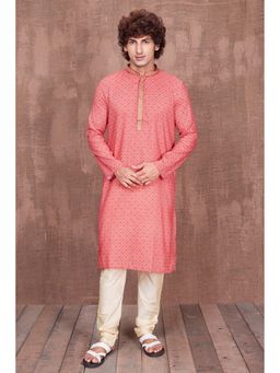 ETHNIC INDIA - Ethnic Motifs Polyester Red Regular Straight Kurta