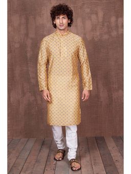 ETHNIC INDIA - Ethnic Motifs Polyester Yellow Regular Straight Kurta