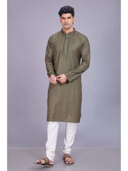 ETHNIC INDIA - Ethnic Motifs Polyester Green Regular Straight Kurta