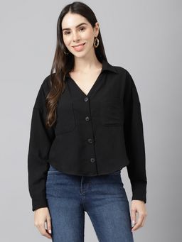 Xpose - Women Boxy Casual Shirt -black