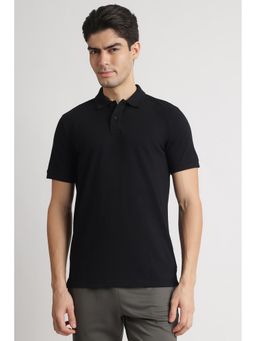 Reebok - Men Black Collar Neck Polo T-Shirt