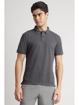 Reebok - Men Grey Collar Neck Polo T-Shirt