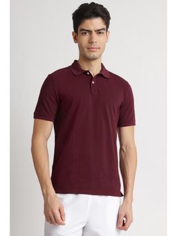 Reebok - Men Maroon Collar Neck Polo T-Shirt