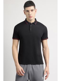 Reebok - Men Black Collar Neck Polo T-Shirt