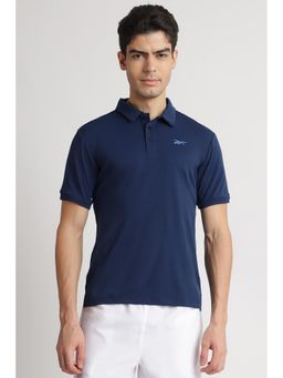 Reebok - Men Navy Blue Collar Neck Polo T-Shirt