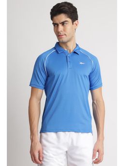 Reebok - Men Blue Collar Neck Polo T-Shirt