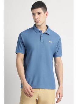 Reebok - Men Blue Collar Neck Polo T-Shirt