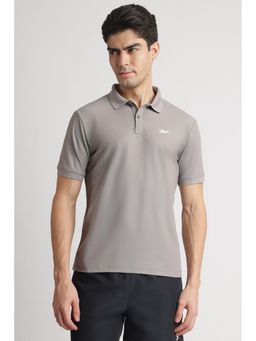 Reebok - Men Grey Collar Neck Polo T-Shirt