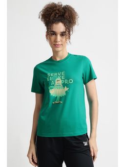 Reebok - Women Green Round Neck T-Shirt