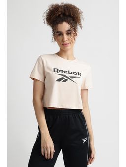 Reebok - Women Beige Round Neck T-Shirt