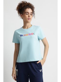 Reebok - Women Blue Round Neck T-Shirt