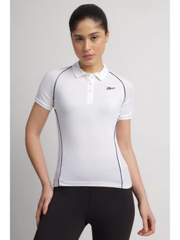 Reebok - Women White Collar Neck Polo T-Shirt