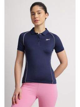 Reebok - Women Navy Blue Collar Neck Polo T-Shirt