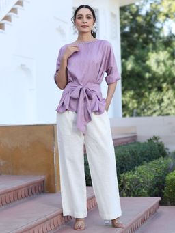 Jaipur Kurti - Lavender Self Weaved Embellished Top