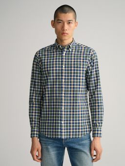 GANT - Men Blue Checked Regular Fit Shirt