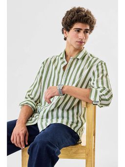 Snitch - Green Stripes Regular Fit Shirt
