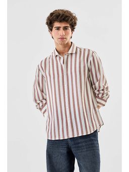 Snitch - White Stripes Regular Fit Shirt