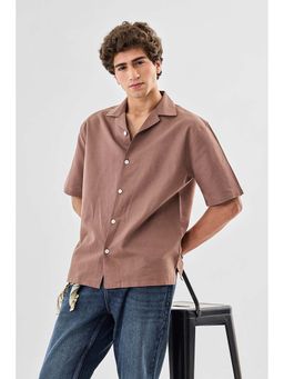 Snitch - Brown Solid Boxy Fit Shirt