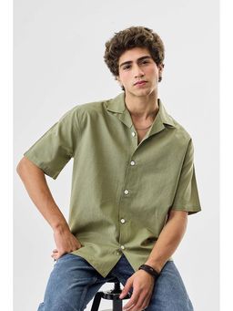 Snitch - Olive Solid Boxy Fit Shirt