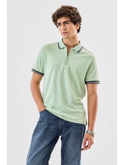 Snitch - Green Solid Regular Fit Polo T-Shirt