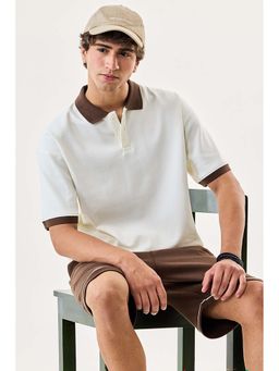 Snitch - White Solid Oversized Fit Polo T-Shirt