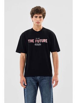 Snitch - Black Printed Oversized Fit T-Shirt