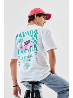 Snitch - White Printed Oversized Fit T-Shirt