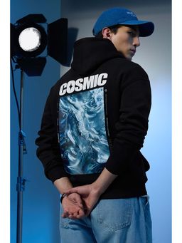 Snitch - Black Graphic Oversized Fit Hoodie