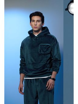 Snitch - Teal Solid Oversized Fit Hoodie