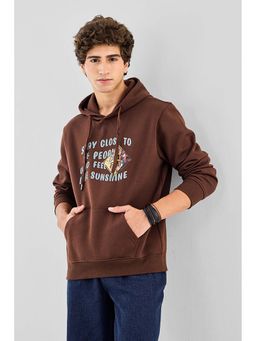 Snitch - Brown Graphic Oversized Fit Hoodie