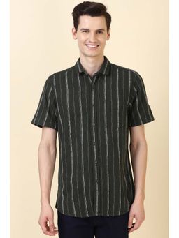 Allen Solly - Green Stripes Regular Fit Shirt