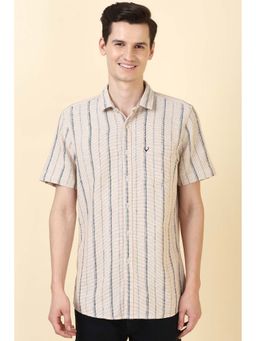 Allen Solly - Beige Stripes Regular Fit Shirt
