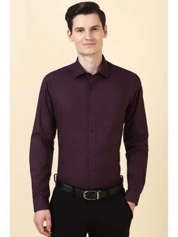 Allen Solly - Maroon Solid Slim Fit Shirt