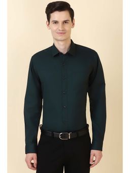 Allen Solly - Green Solid Slim Fit Shirt