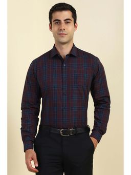 Allen Solly - Maroon Checks Slim Fit Shirt