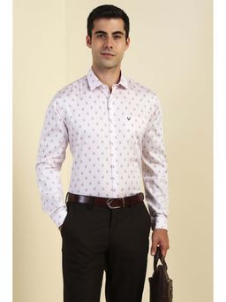 Allen Solly - Cream Printed Slim Fit Shirt