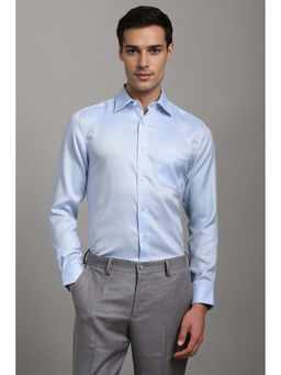 Louis Philippe - Blue Textured Regular Fit Shirt