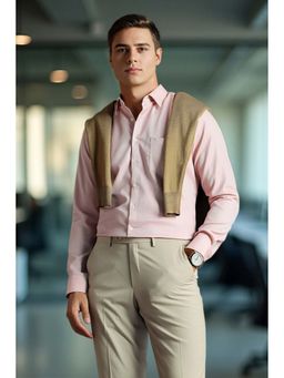 Louis Philippe - Peach Solid Slim Fit Shirt